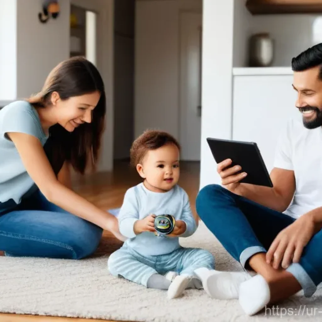 사물인터넷 보안의 미래 전망 - **Secure Smart Home with Family:**
"A cozy and modern living room bathed in warm, natural sunlig...