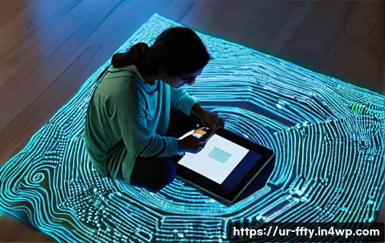 데이터 프라이버시와 보안 과제 - **Prompt 1: Recognizing Your Digital Footprint**
"A young adult, dressed in modest, contemporary...