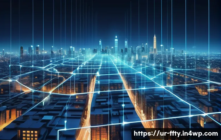 블록체인 기술의 인증 및 보안 - A highly detailed digital illustration of a futuristic blockchain network emphasizing transparency a...