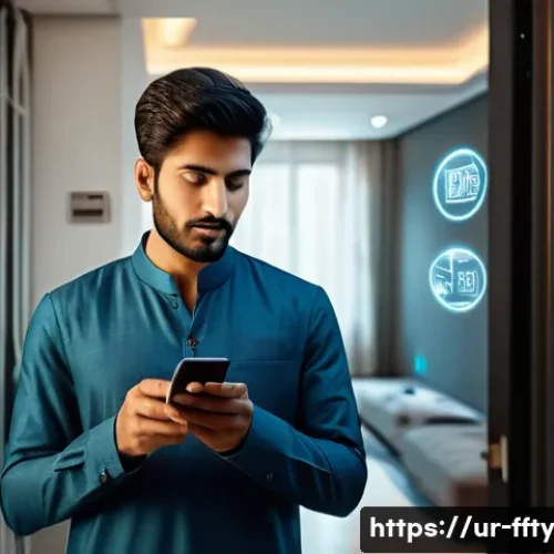 Home 33 스마트폰 보안의 미래 - A high-tech smartphone screen displaying advanced biometric security features popular in Urdu-speaki...